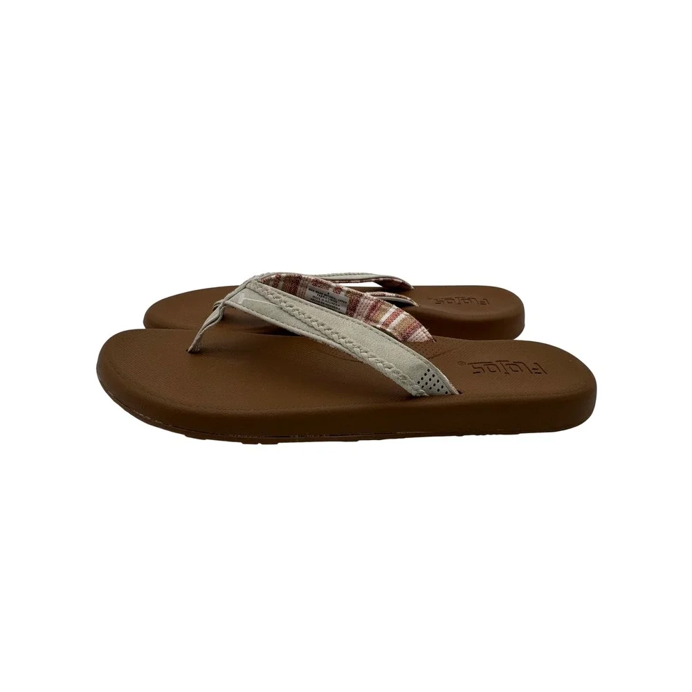Flojos Flip Flops Womens Size 8 Brown Tan Braided Strap Comfort Beach Sandals